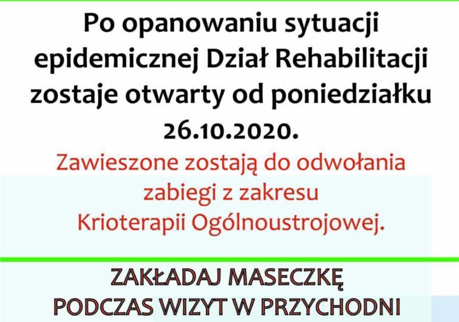 koronawirus dział rehabilitacji