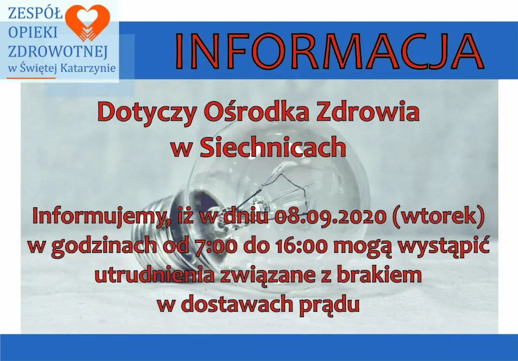 informacja o braku prądu w Siechnicach